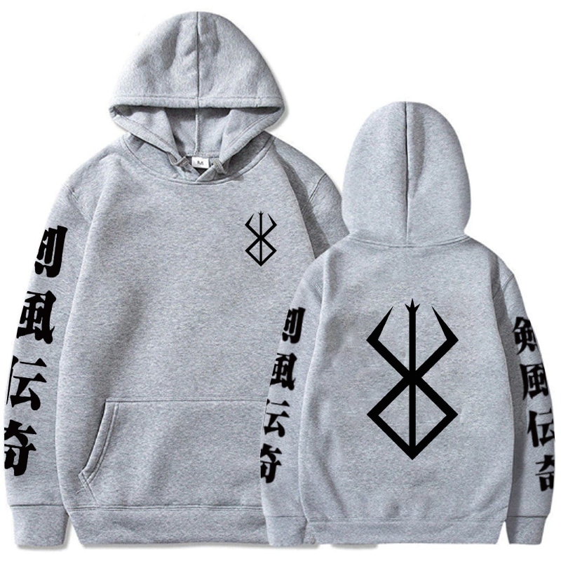 2021 Hot Anime Hoodie Berserk Logo Hip Hop Long Sleeve Casual Loose Print Anime Unisex