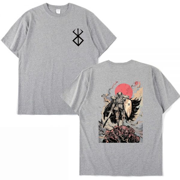 Berserk Guts Graphic Double sided Print T shirt Wulan Abang Anime Trend Short Sleeve T Shirt 1 - Berserk Shop