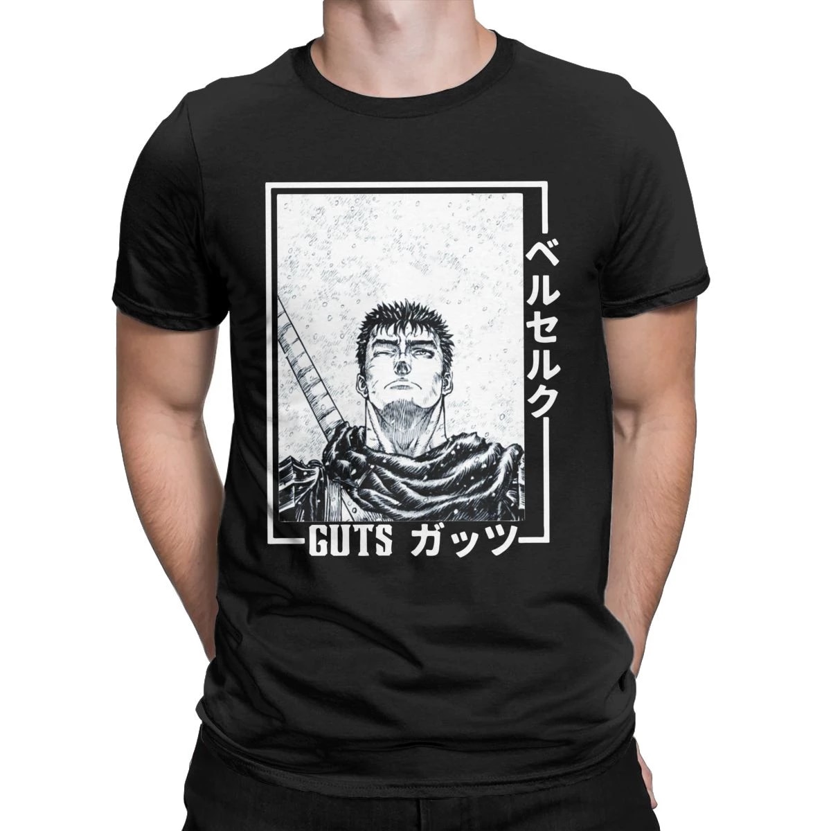 Leisure Berserk Guts Swordsman T Shirts for Men Round Collar Cotton T Shirts Anime Short Sleeve.jpg Q90.jpg 1 - Berserk Shop