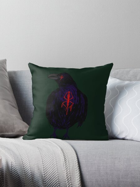 berserk crow Throw Pillow   product Offical berserk manga Merch