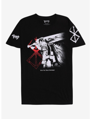 Berserk Guts Red & White Print T-Shirt