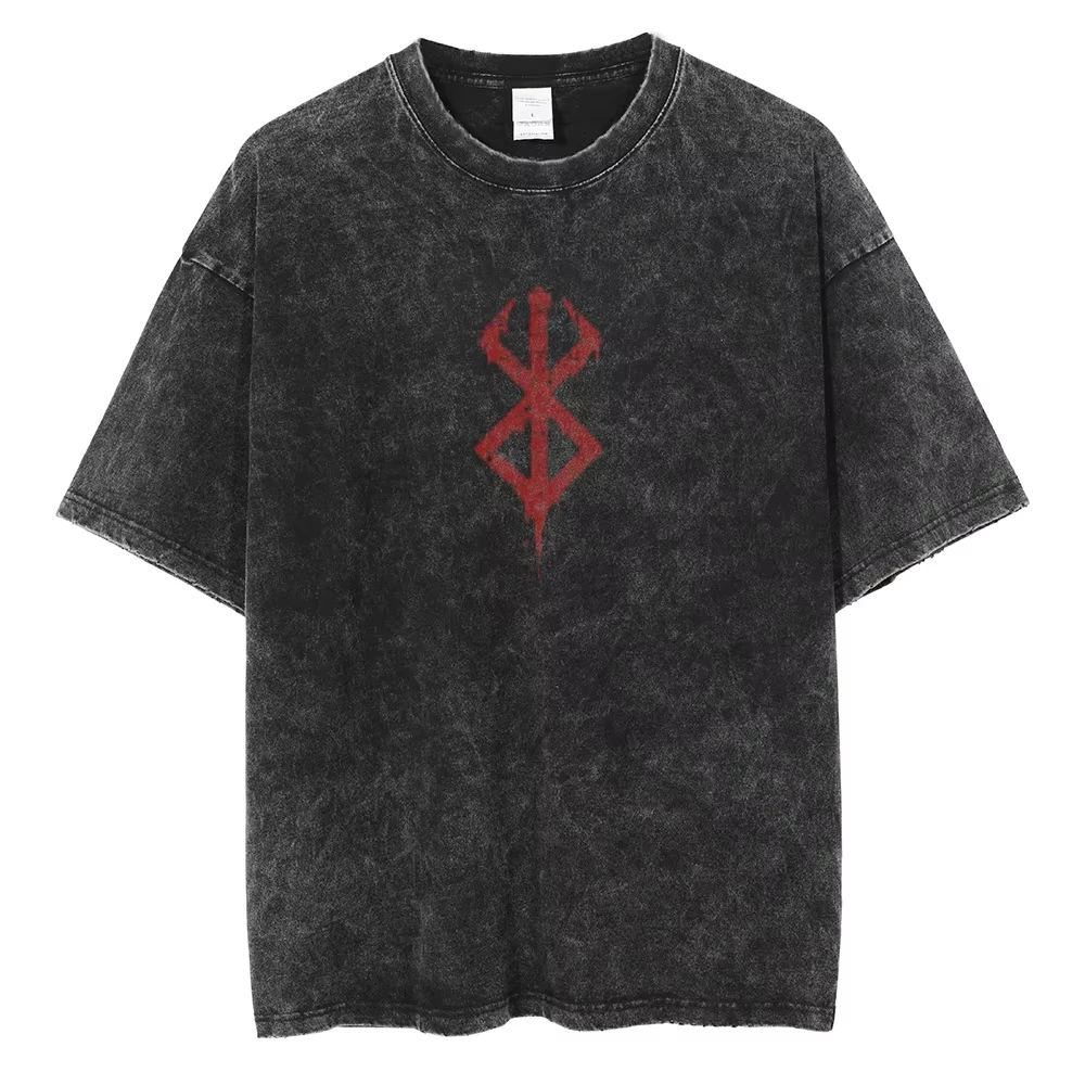 Anime Berserk Logo Graphic PTTT2801 Washed T Shirt