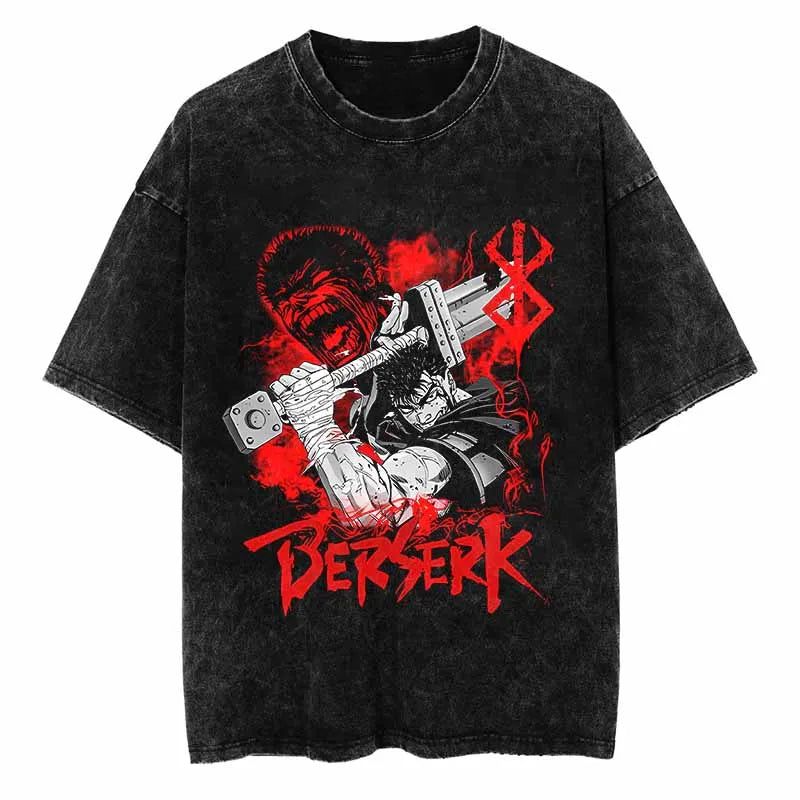 Berserk Anime Guts Demonic Rage PTTT1006 Washed T-Shirt